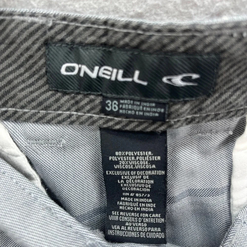 ONeill Hybrid Shorts Men 36 Gray Striped Chino Walk Casual Surf Beach Athleisure